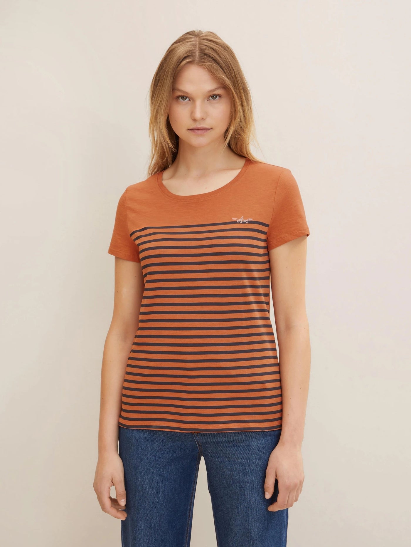 Tom Tailor Kurzärmliges T-Shirt mit Rundhalsausschnitt und Streifenmuster