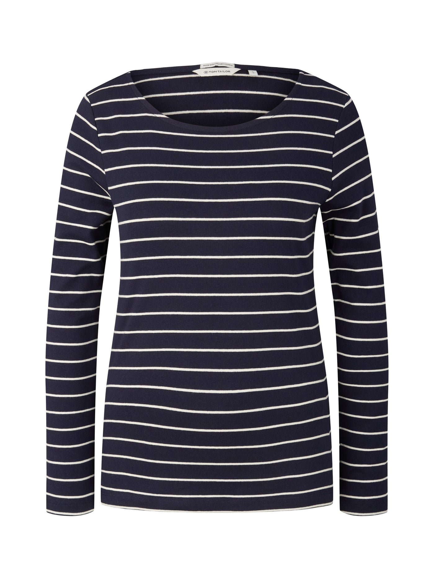 Tom Tailor Langarmshirt mit Streifen und U-Boot Ausschnitt