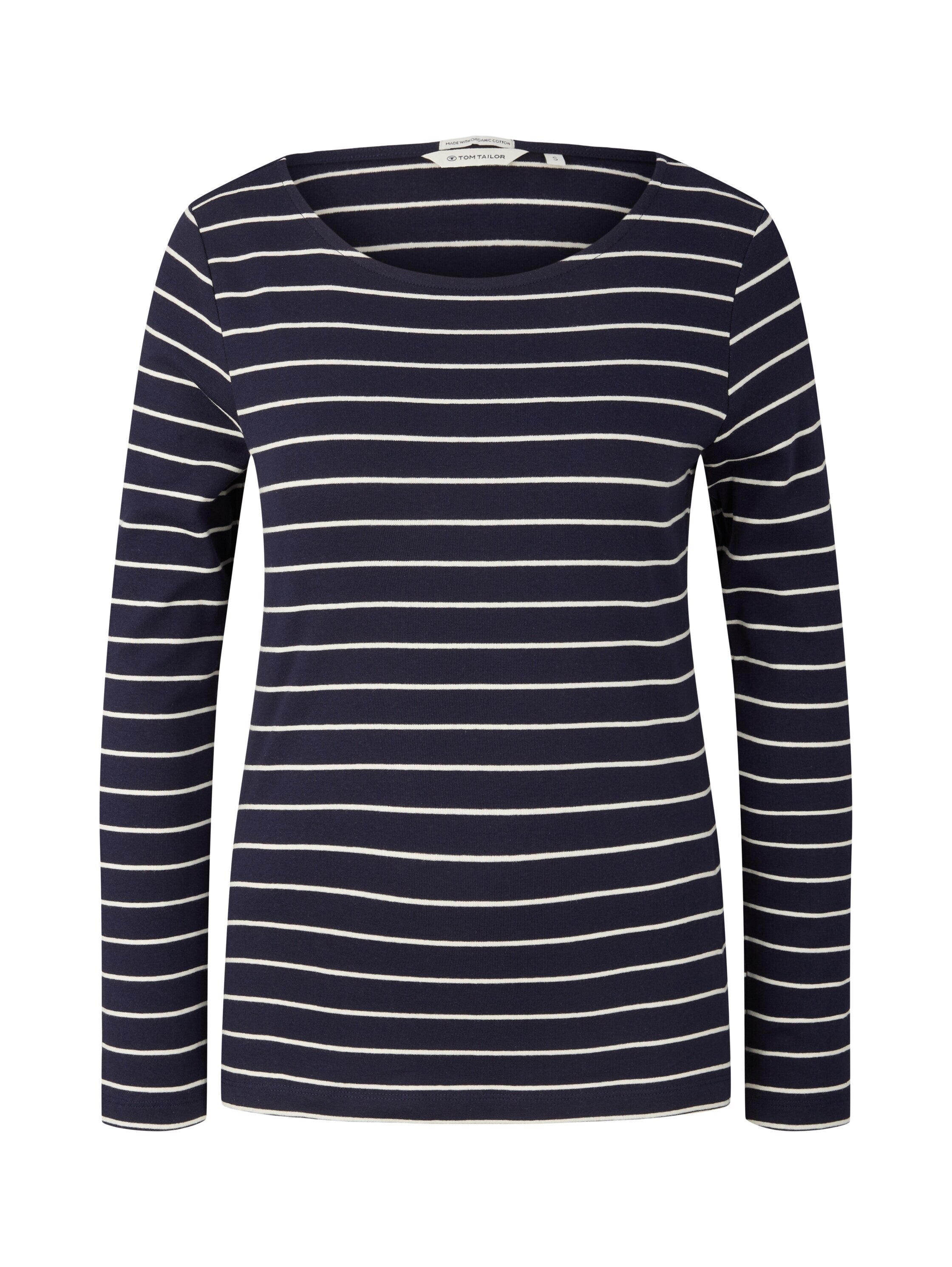 Tom Tailor Langarmshirt mit Streifen und U-Boot Ausschnitt