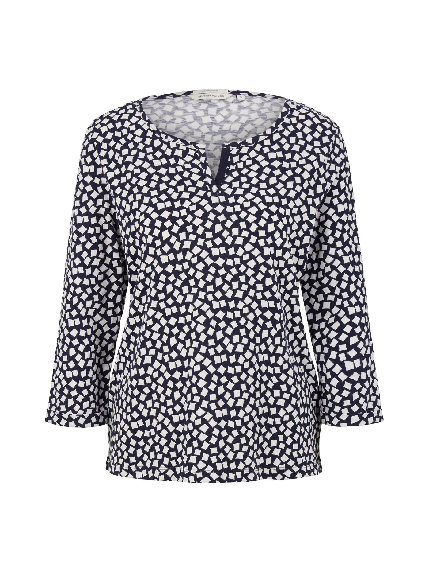 Tom Tailor T-Shirt mit Henleyausschnitt und Allover-Print