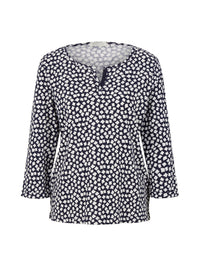 Tom Tailor T-Shirt mit Henleyausschnitt und Allover-Print