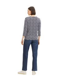 Tom Tailor T-Shirt mit Henleyausschnitt und Allover-Print