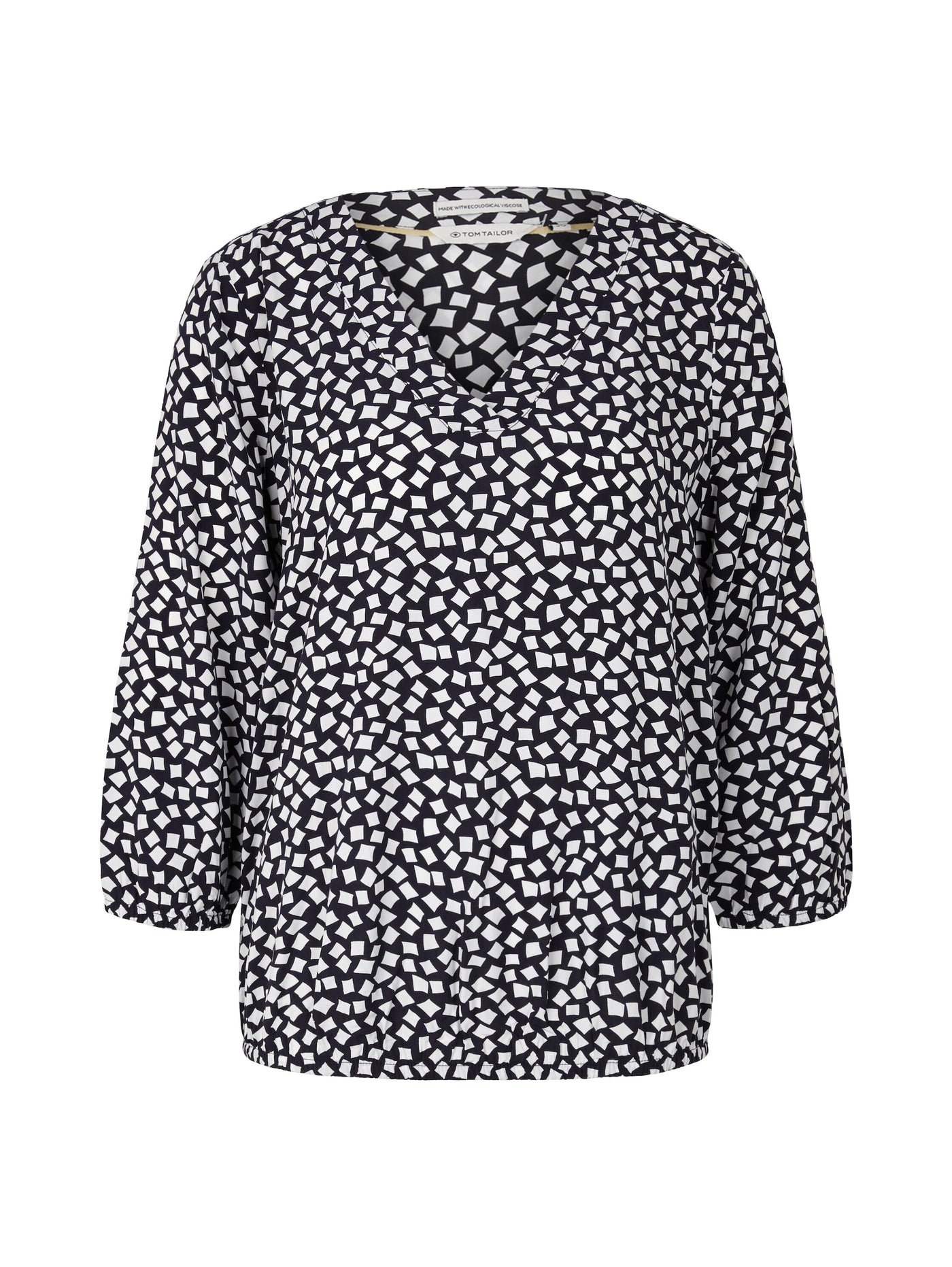 Tom Tailor Gemusterte Bluse mit 3/4 Arm und V-Ausschnitt