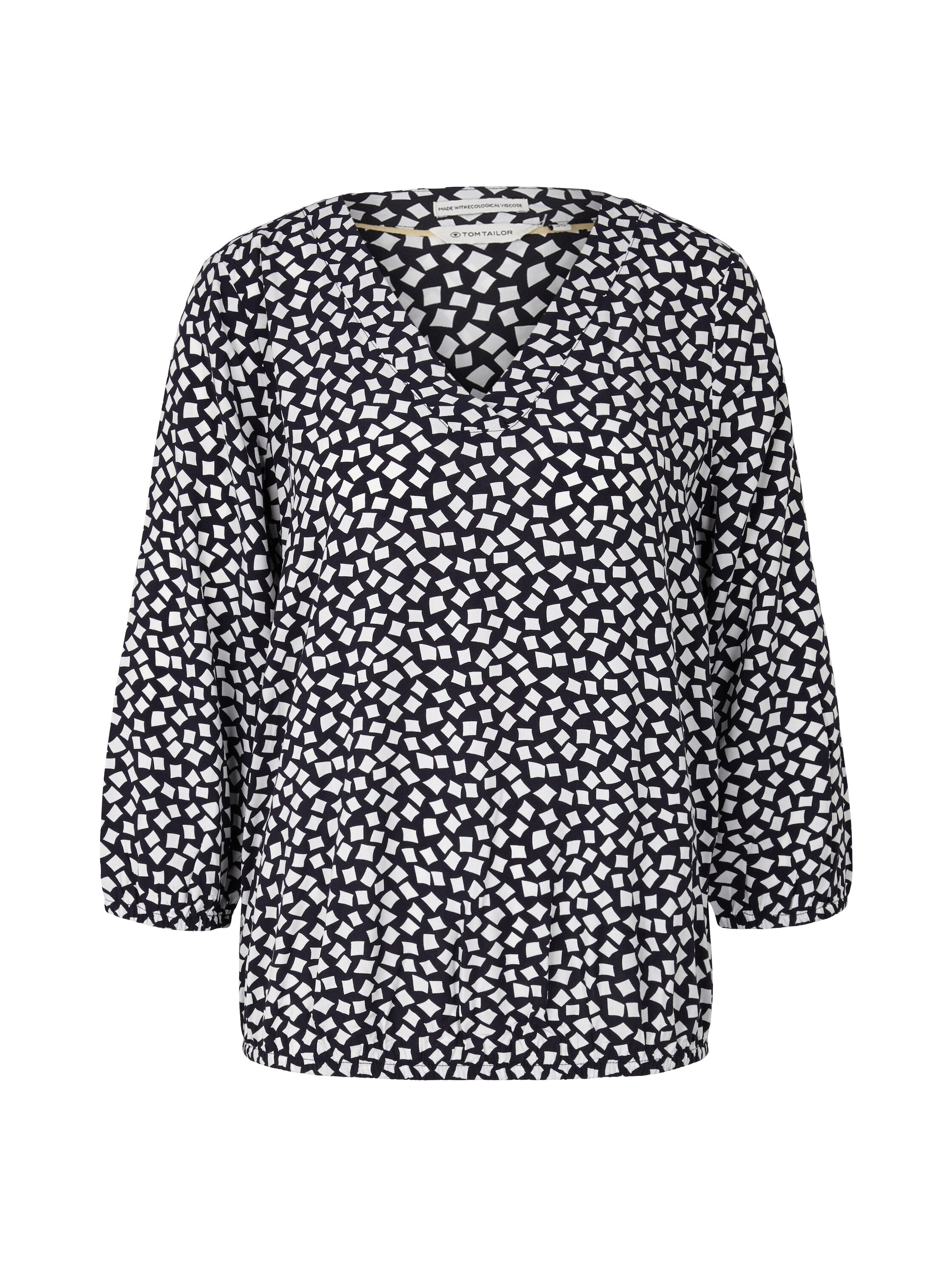 Tom Tailor Gemusterte Bluse mit 3/4 Arm und V-Ausschnitt