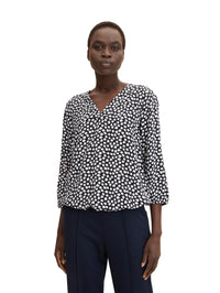 Tom Tailor Gemusterte Bluse mit 3/4 Arm und V-Ausschnitt