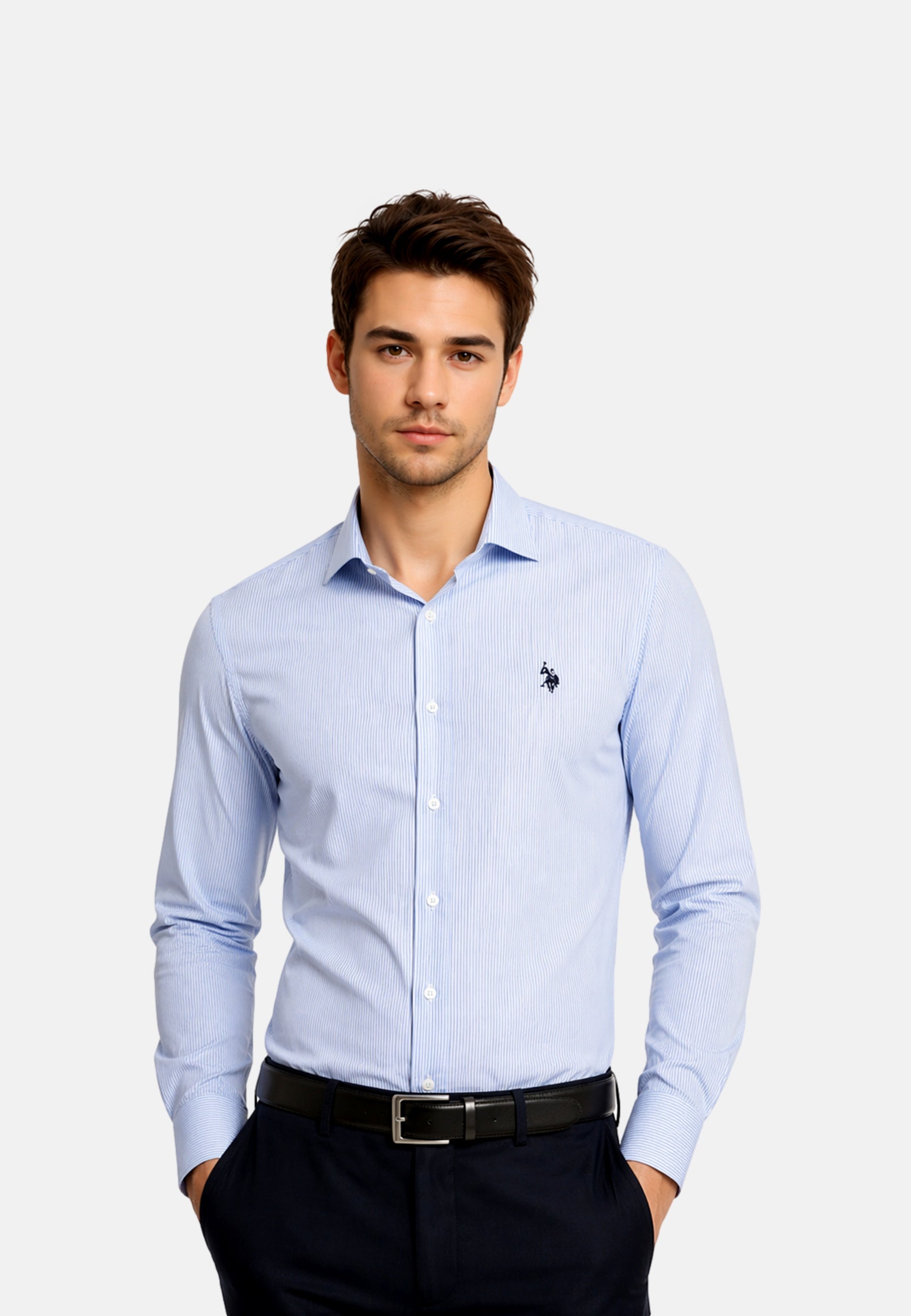 U.S. POLO Popline Langarmhemd Button Down Shirt
