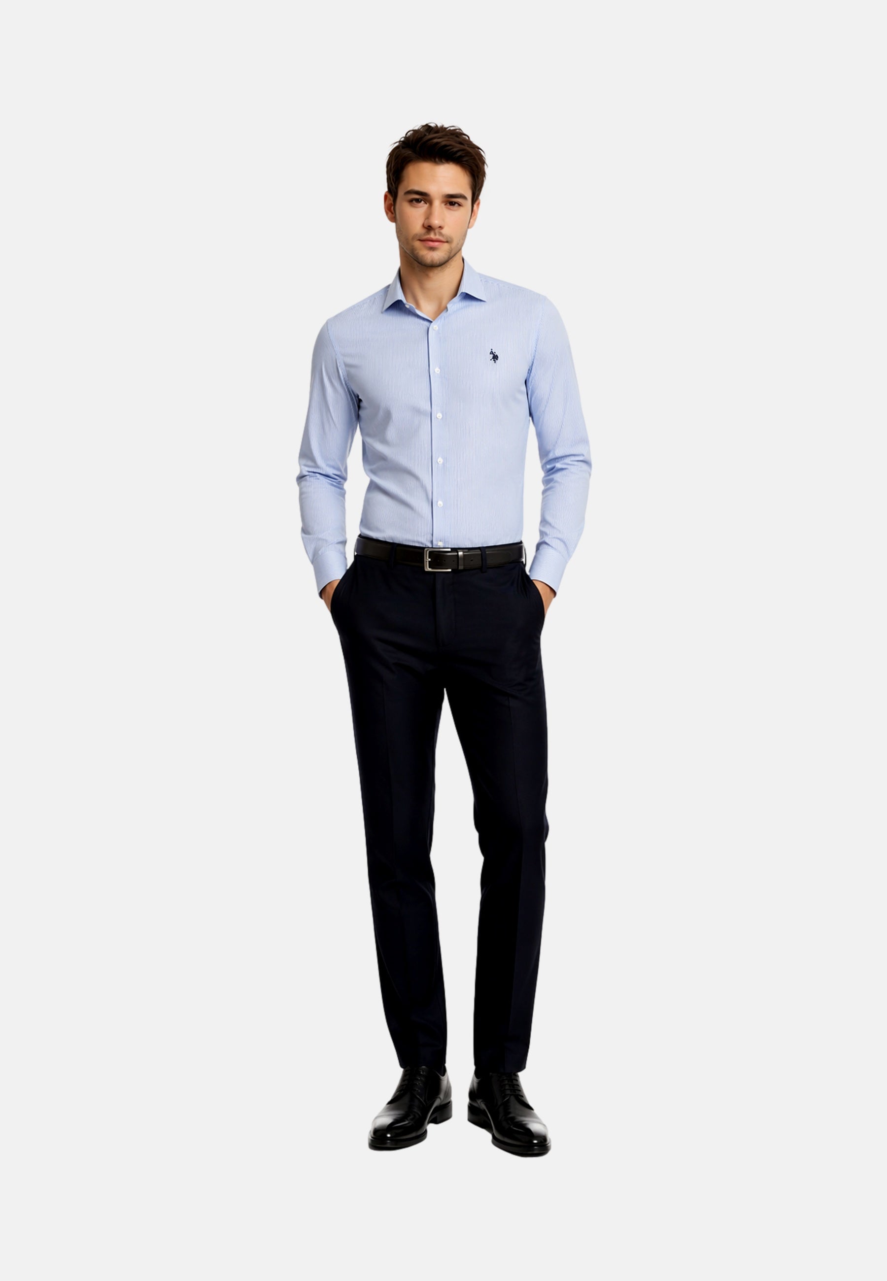 U.S. POLO Popline Langarmhemd Button Down Shirt