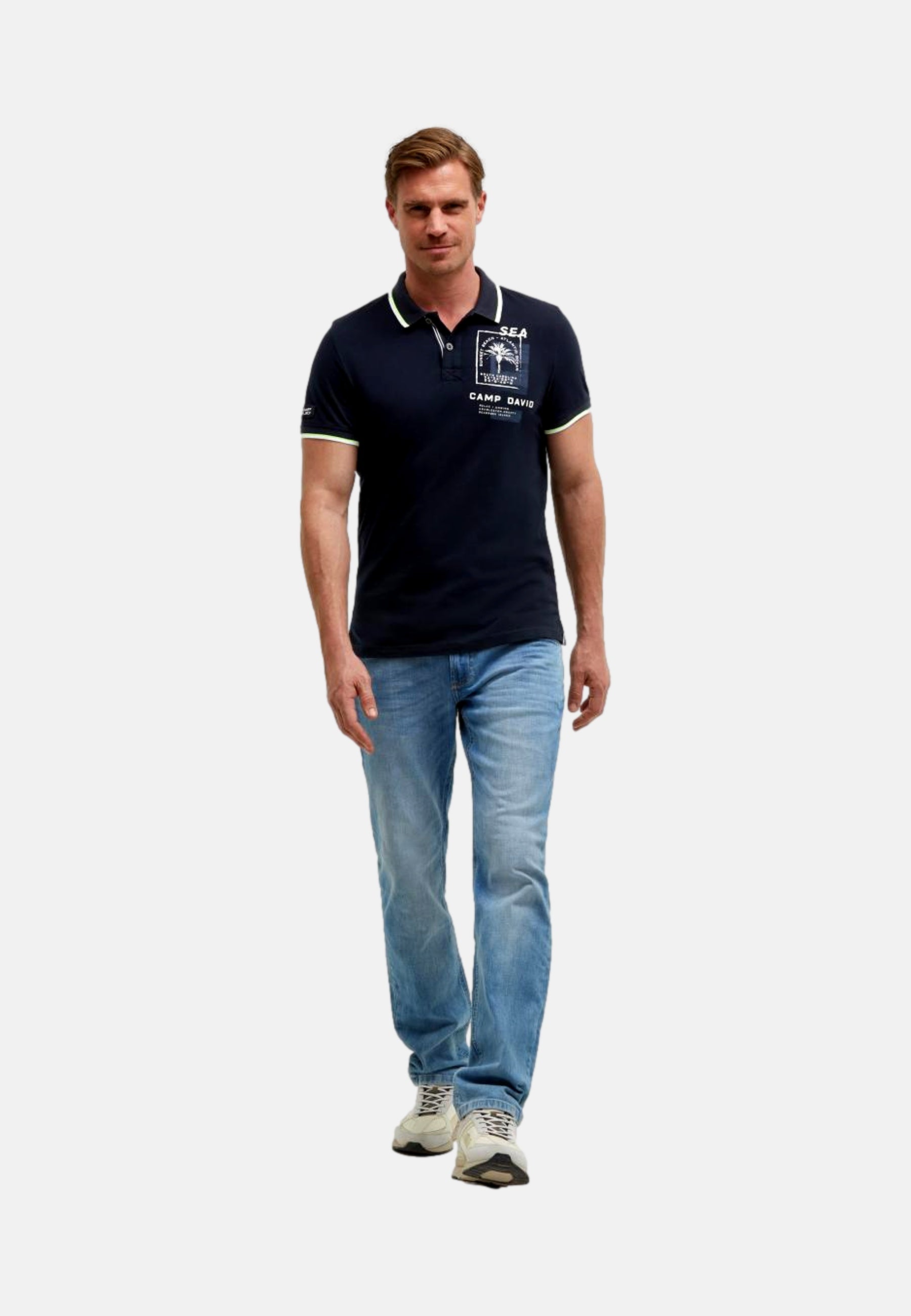 Camp David Oceanfront Kurzarmshirt mit Polokragen