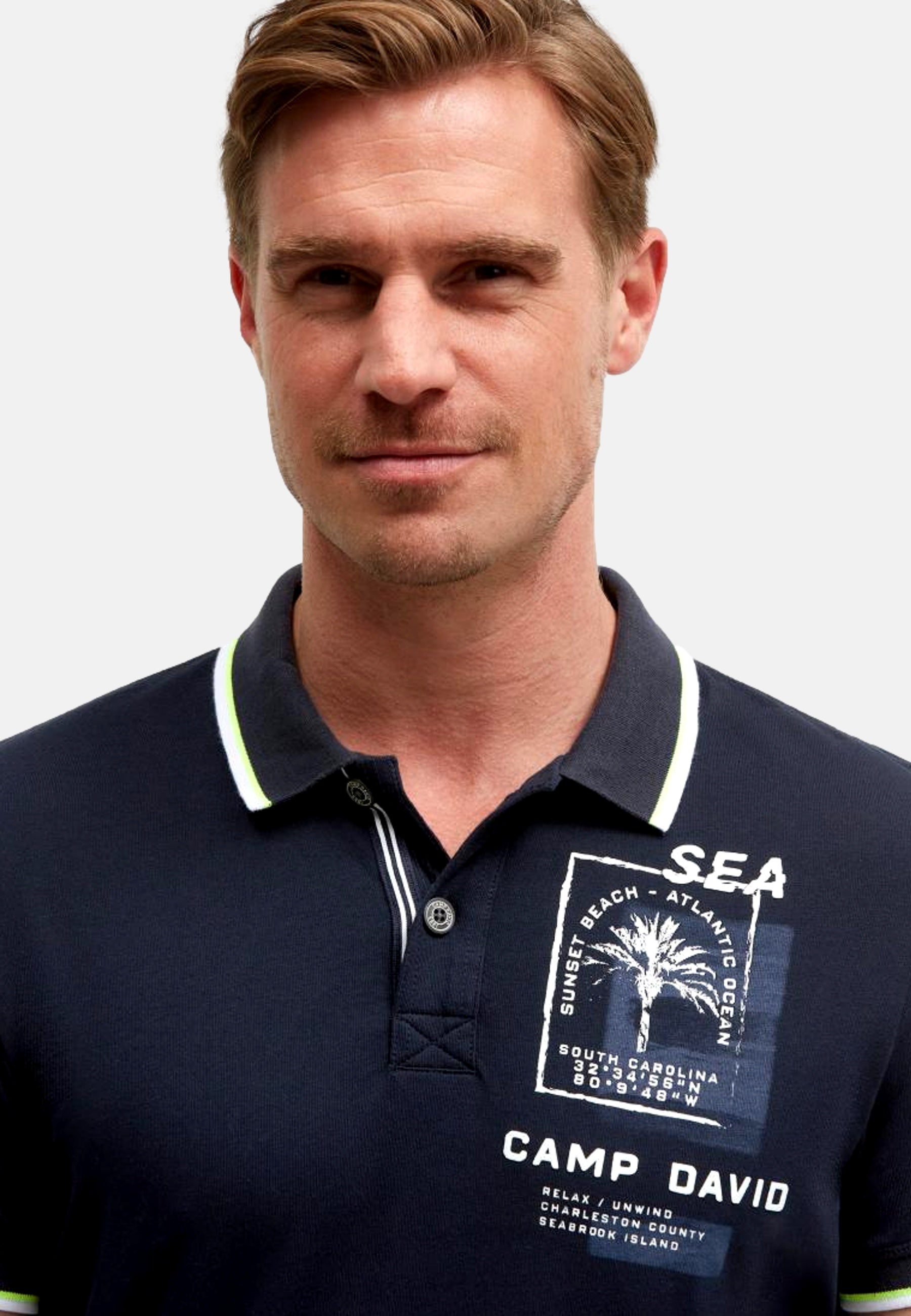 Camp David Oceanfront Kurzarmshirt mit Polokragen