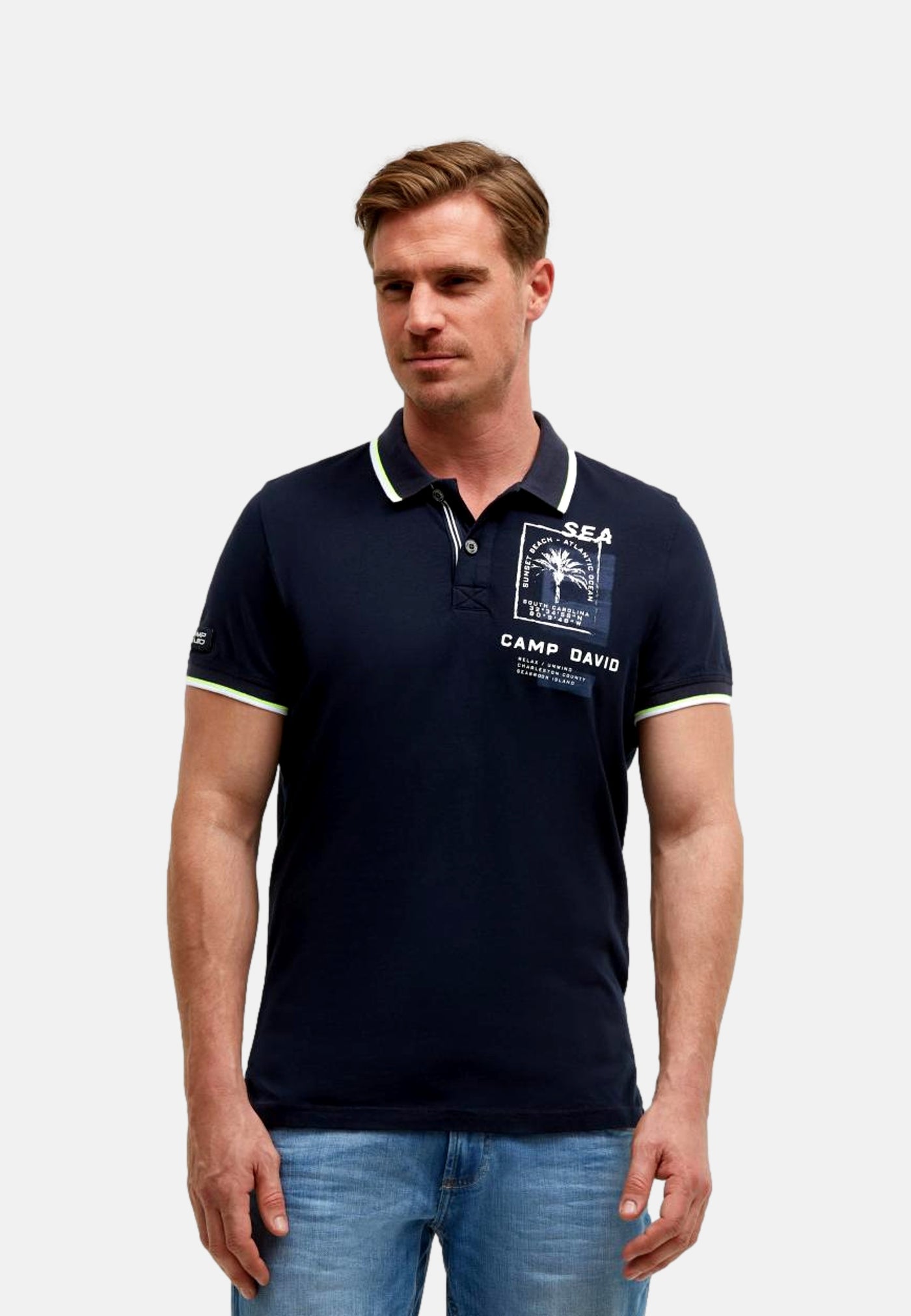 Camp David Oceanfront Kurzarmshirt mit Polokragen