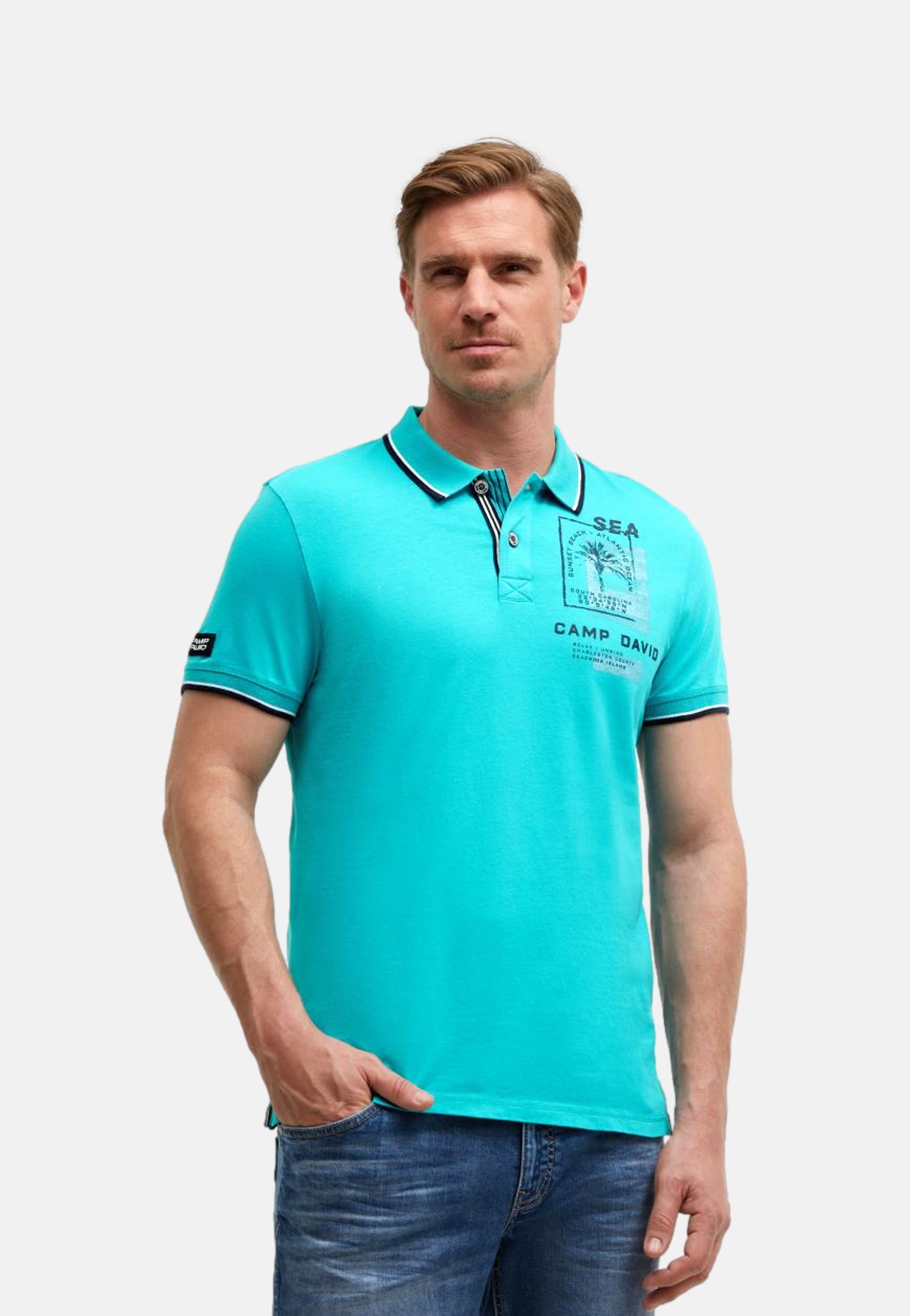 Camp David Oceanfront Kurzarmshirt mit Polokragen