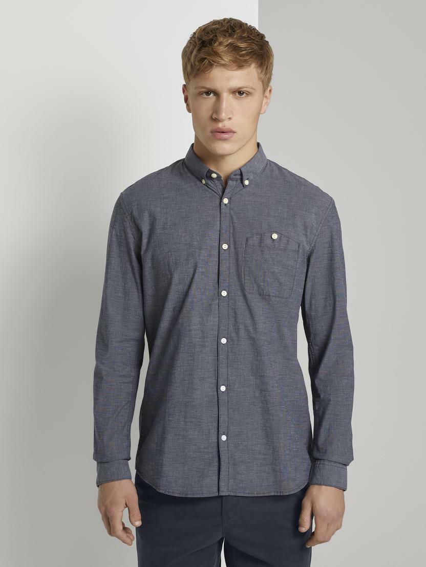 Tom Tailor Freizeithemd Yarn dyed stretch mit Brusttasche