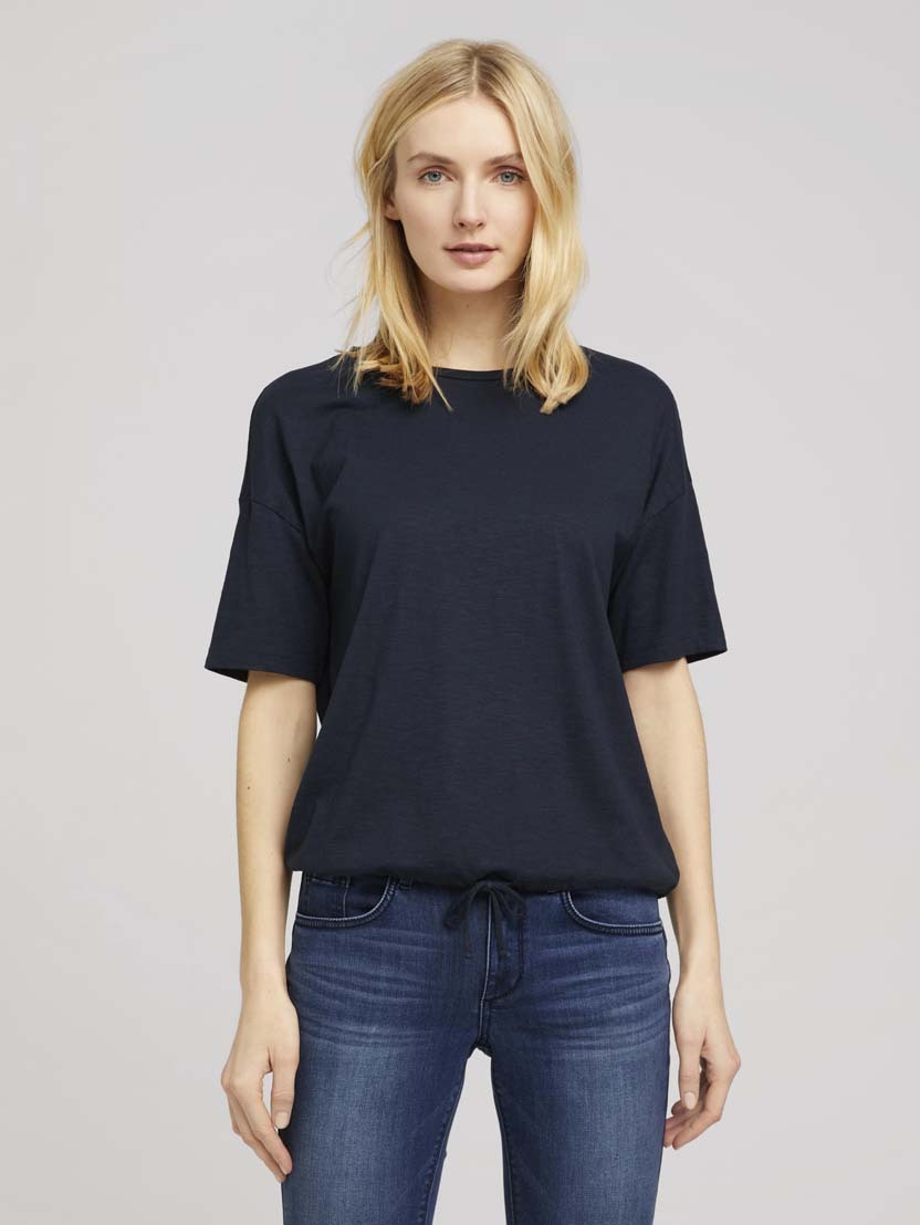 Tom Tailor Shirt Modal mit Tunnelzug Rundhals