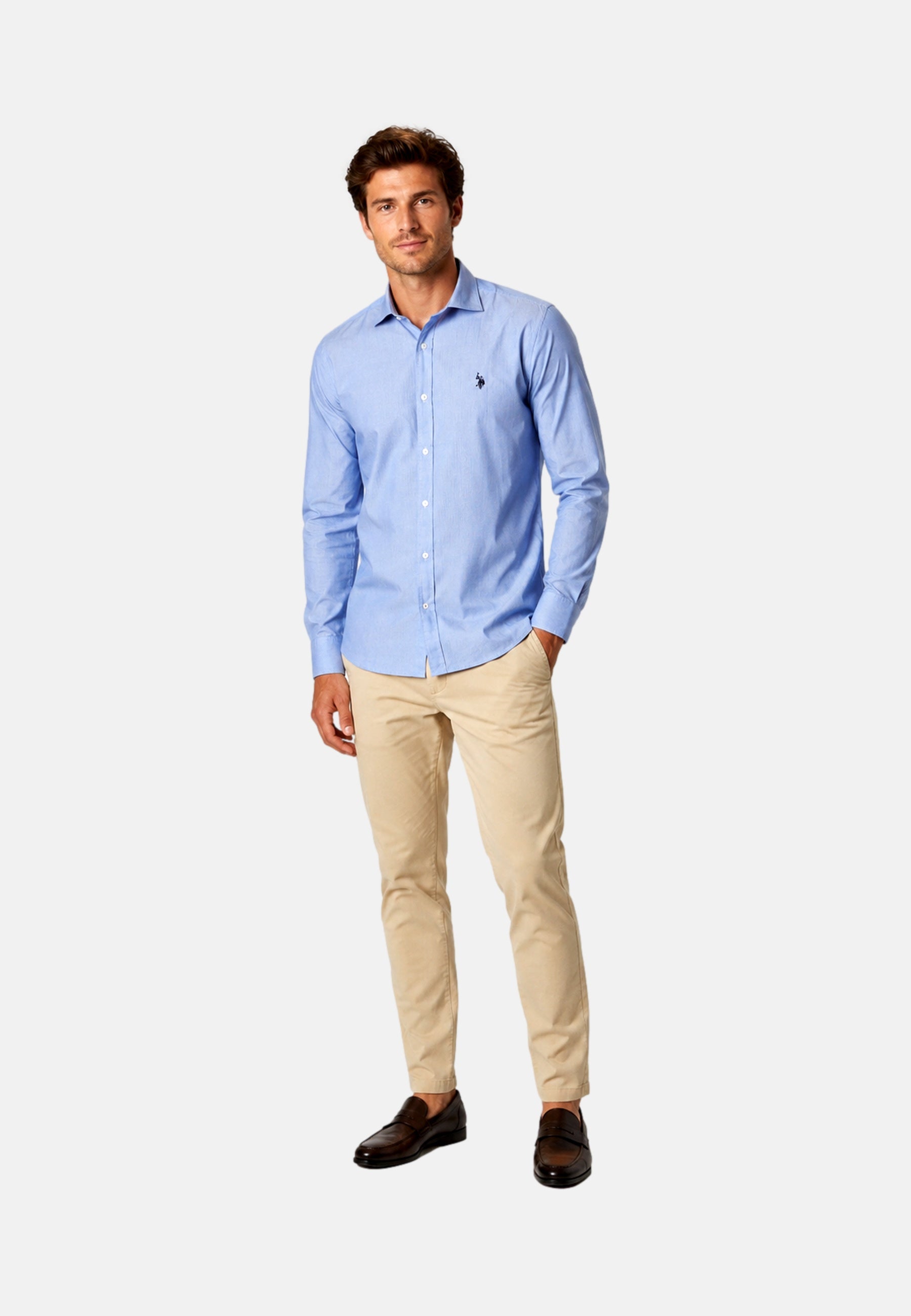 U.S. POLO Popline Langarmhemd Button Down Shirt
