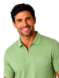 Hajo Kurzarm-Poloshirt Softknit mit verdecktem Reißverschluss und Brusttasche in Regular Fit