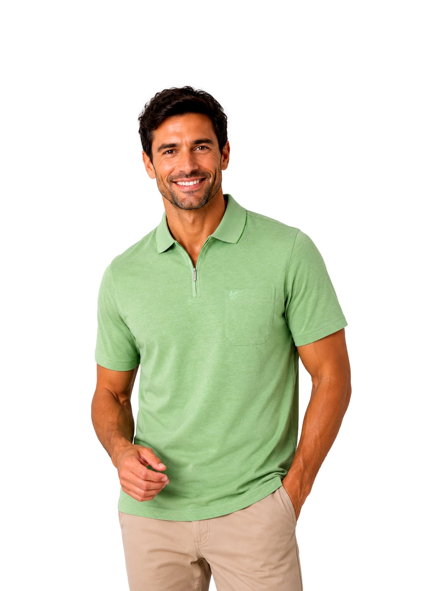 Hajo Kurzarm-Poloshirt Softknit mit verdecktem Reißverschluss und Brusttasche in Regular Fit