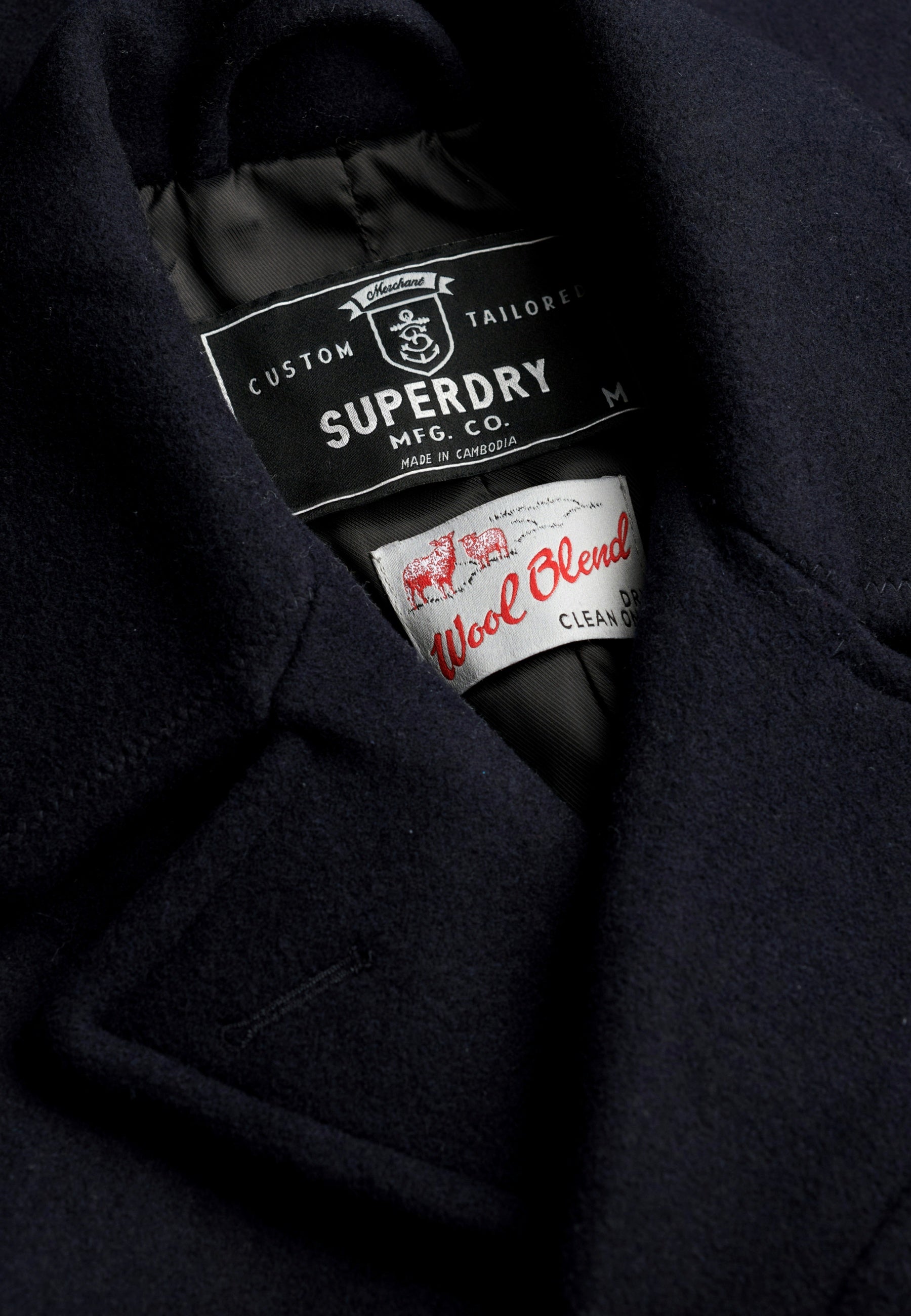 Superdry MERCHANT WOOL BLEND PEA COAT