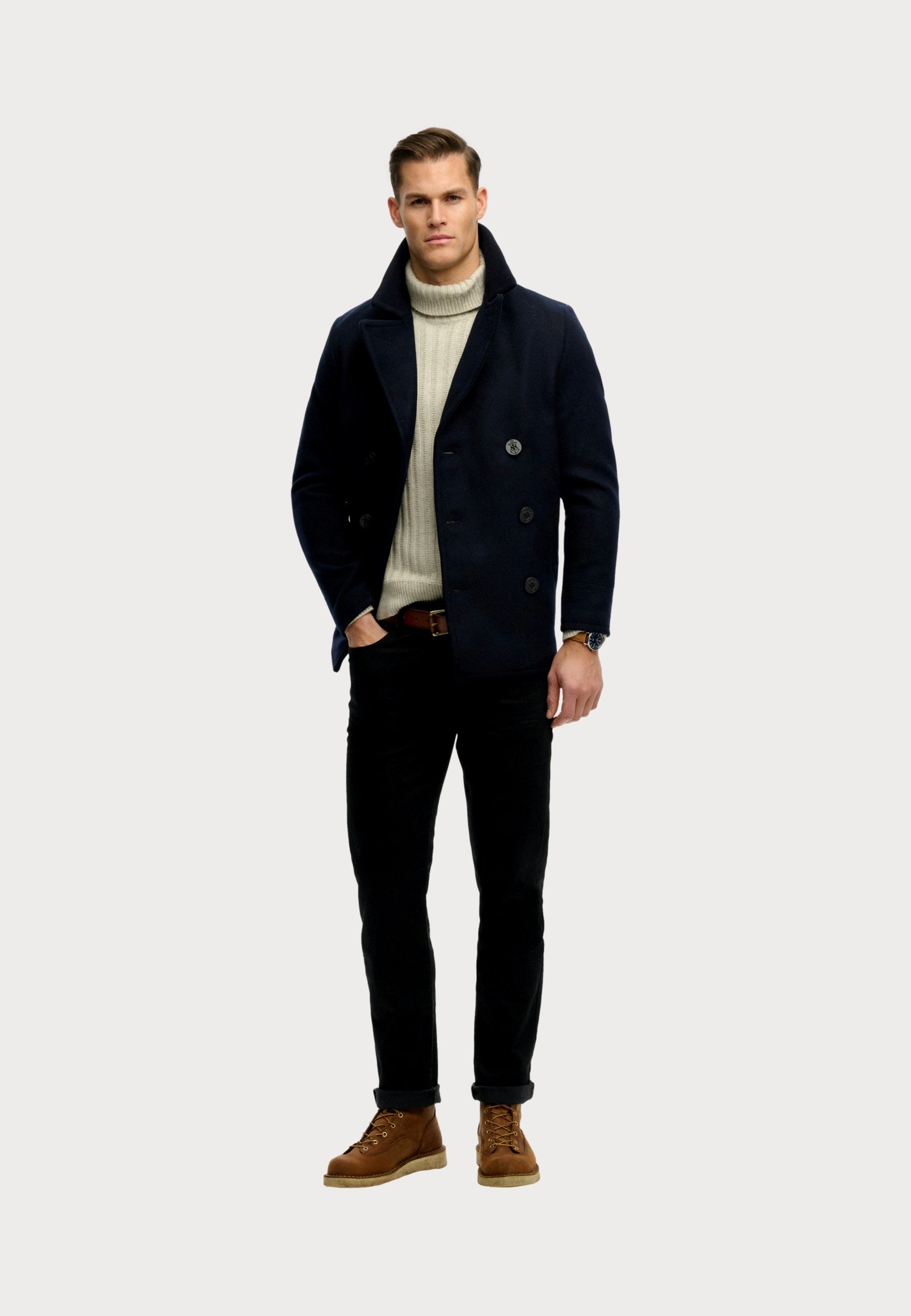 Superdry MERCHANT WOOL BLEND PEA COAT