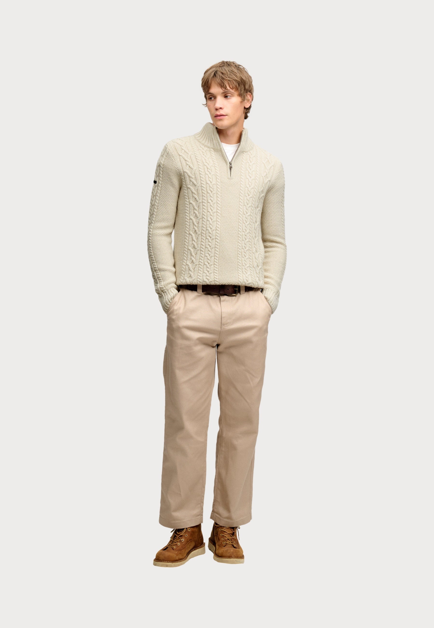 Superdry JACOB CABLE HALF ZIP KNIT
