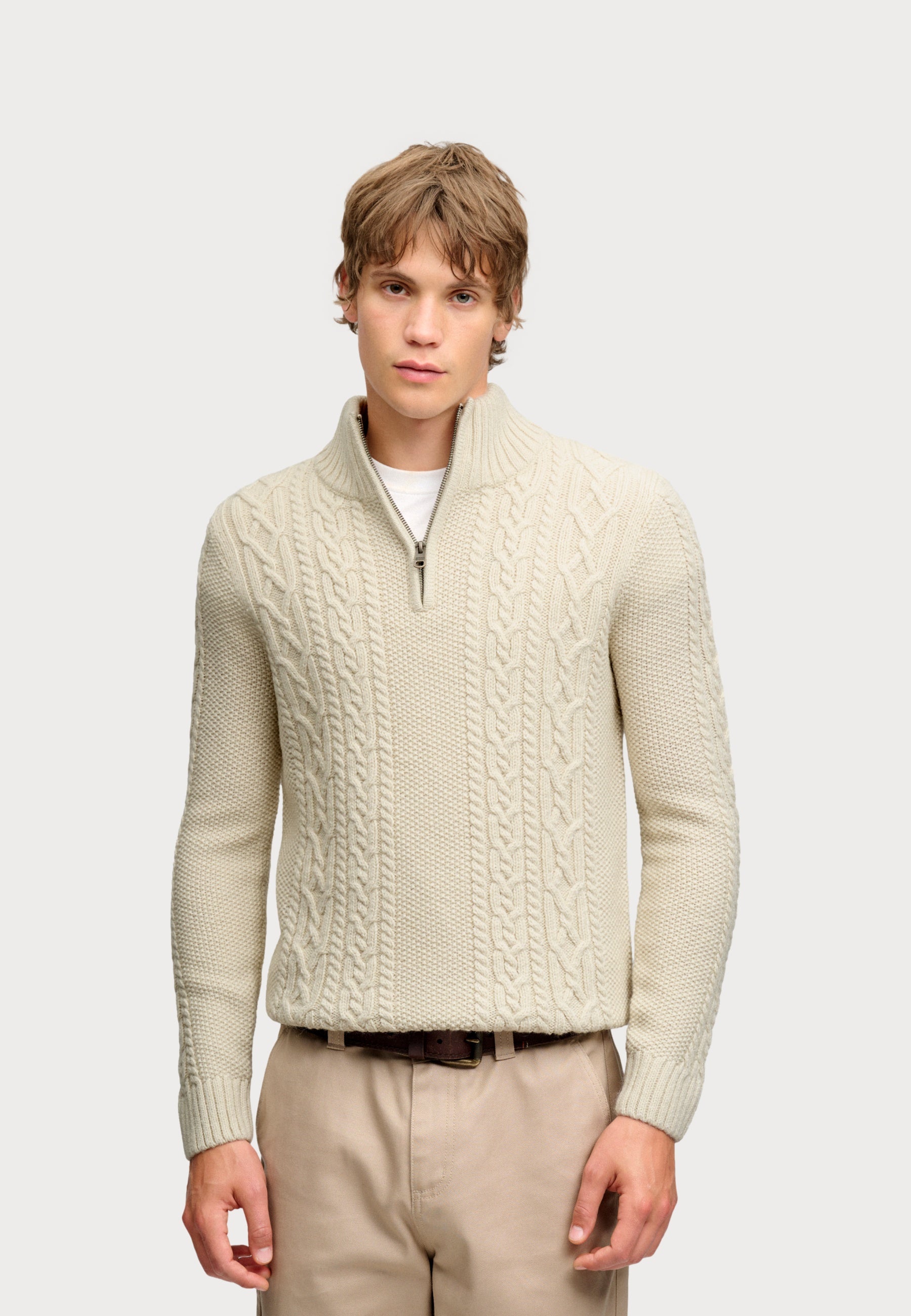 Superdry JACOB CABLE HALF ZIP KNIT