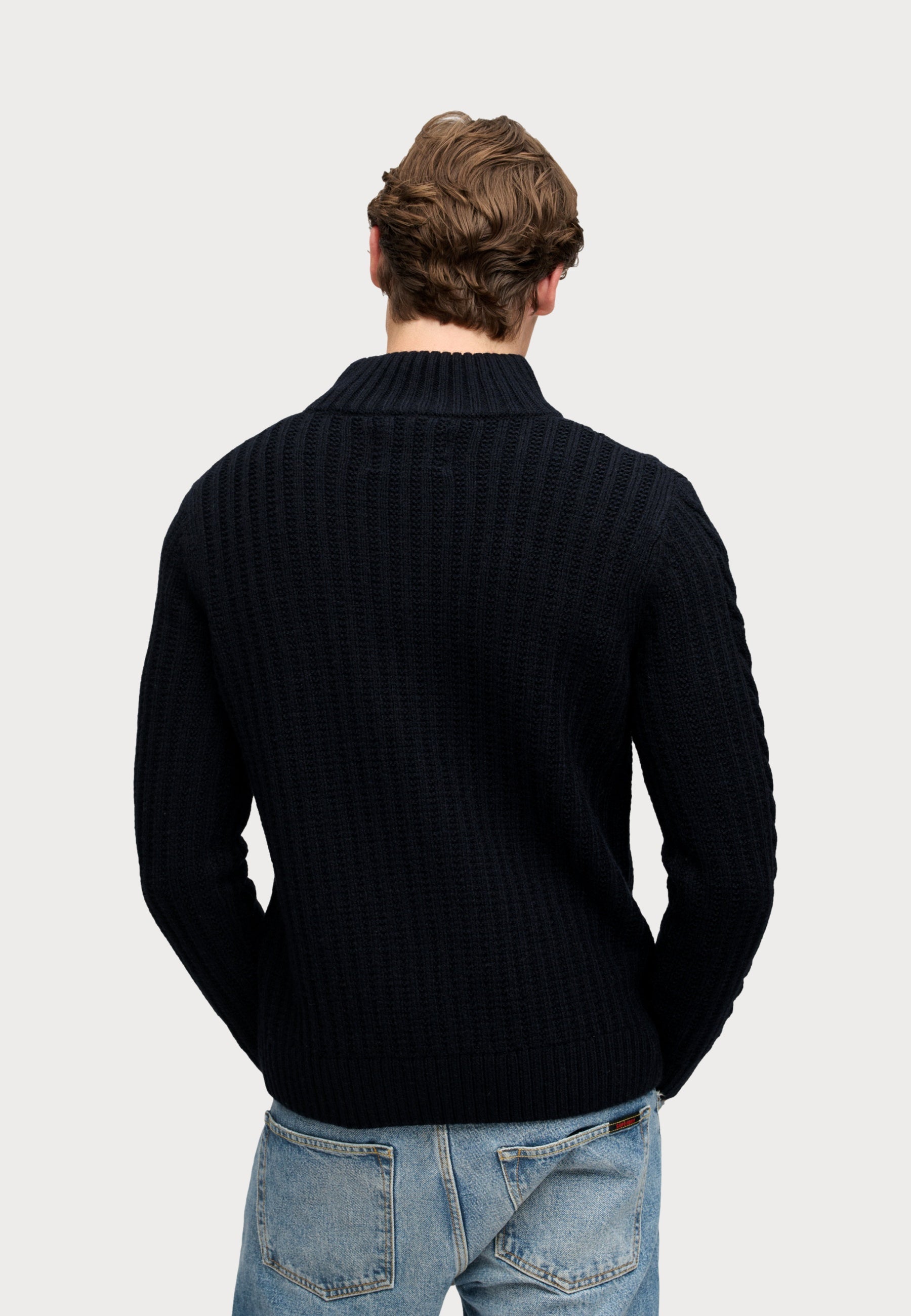 Superdry JACOB CABLE HALF ZIP KNIT