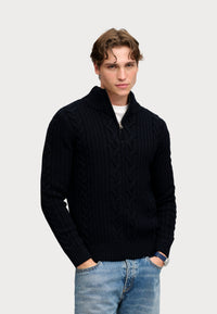 Superdry JACOB CABLE HALF ZIP KNIT