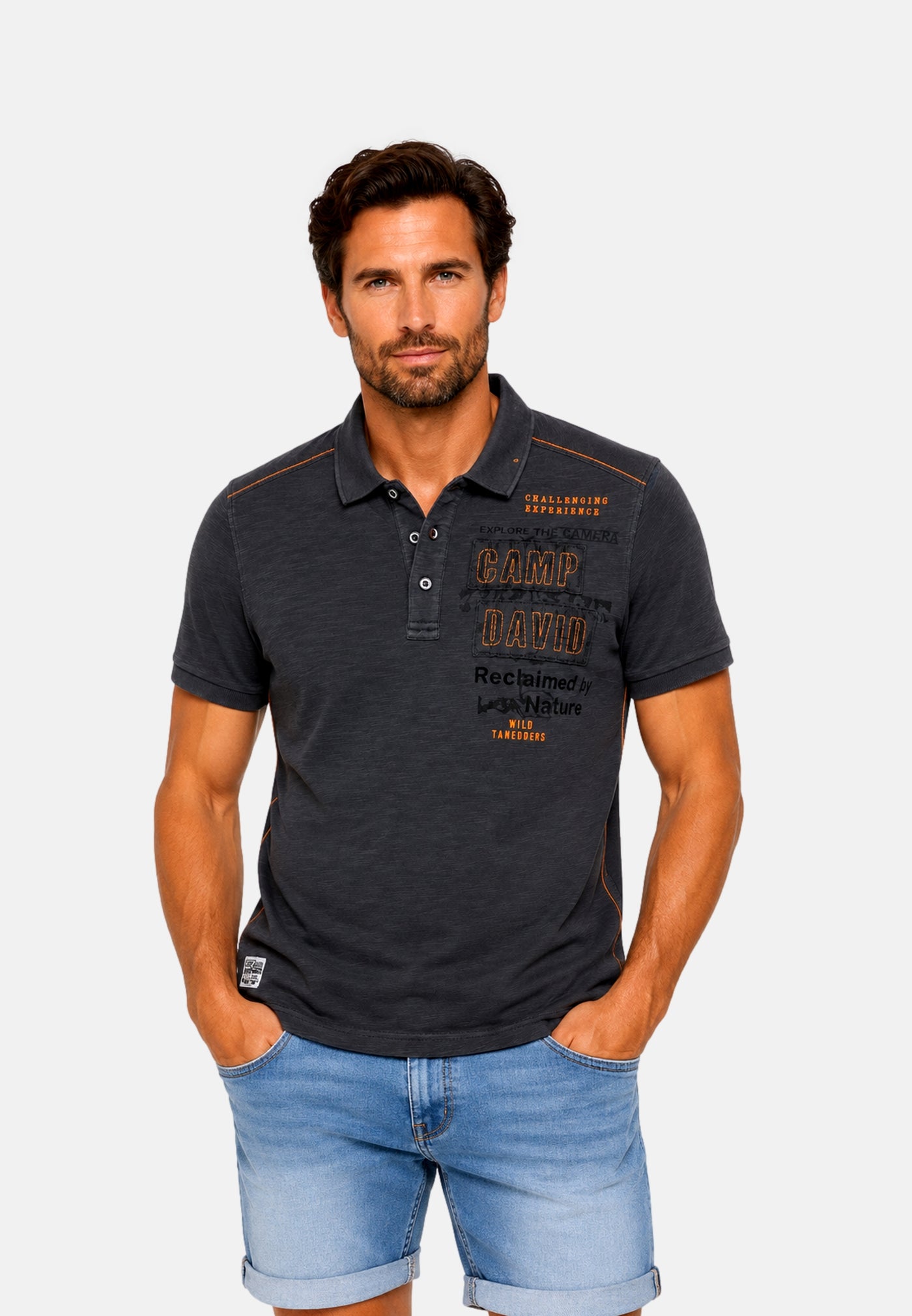 Camp David WILD SITES I Kurzarmshirt mit Polokragen