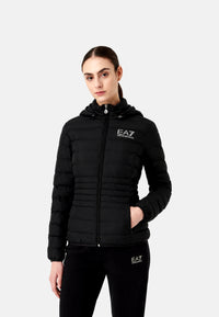 Emporio Armani Leichte Steppjacke mit abnehmbarer Kapuze und innenliegendem Stehkragen