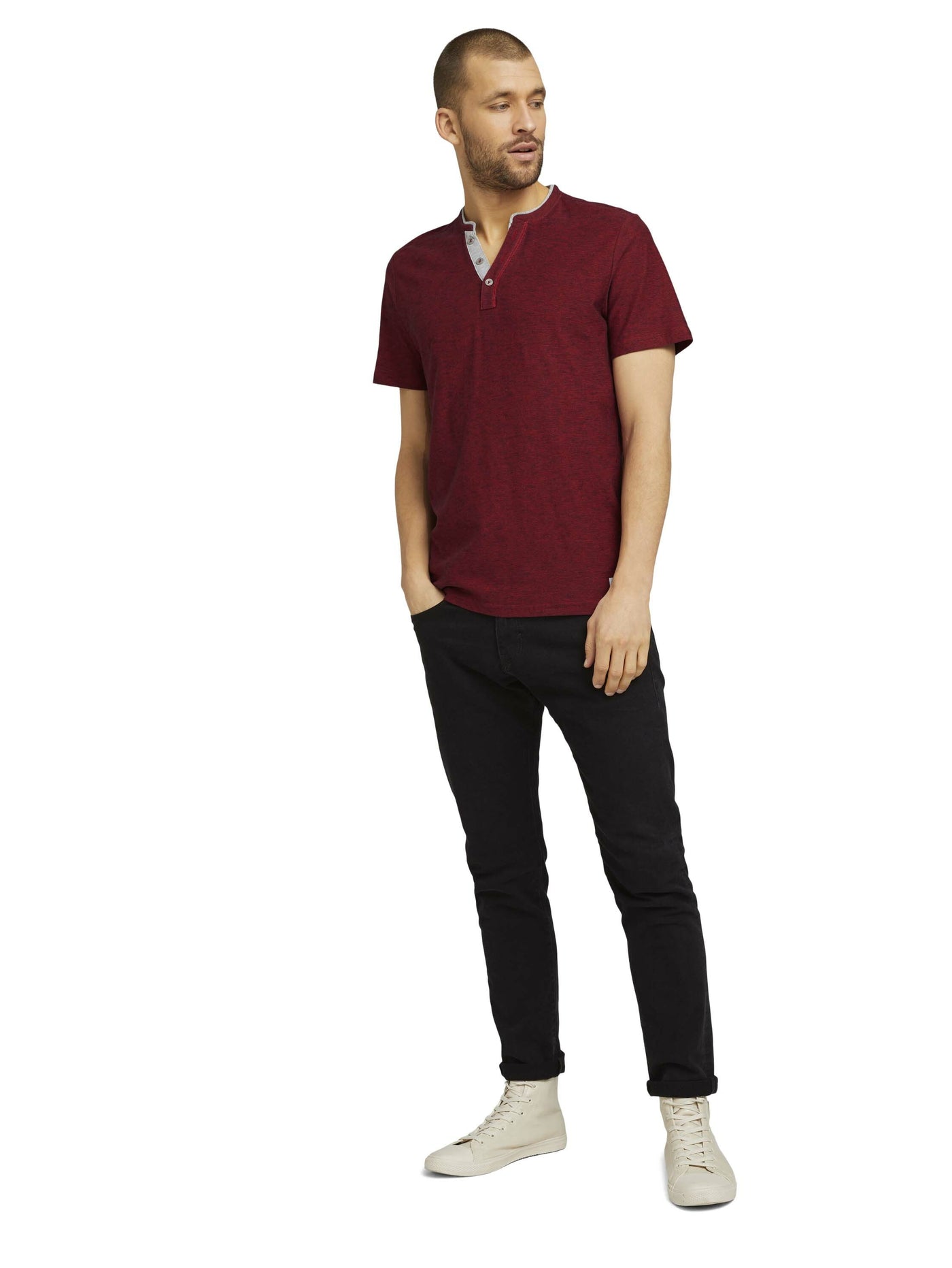 Tom Tailor T-Shirt mit Henleyausschnitt