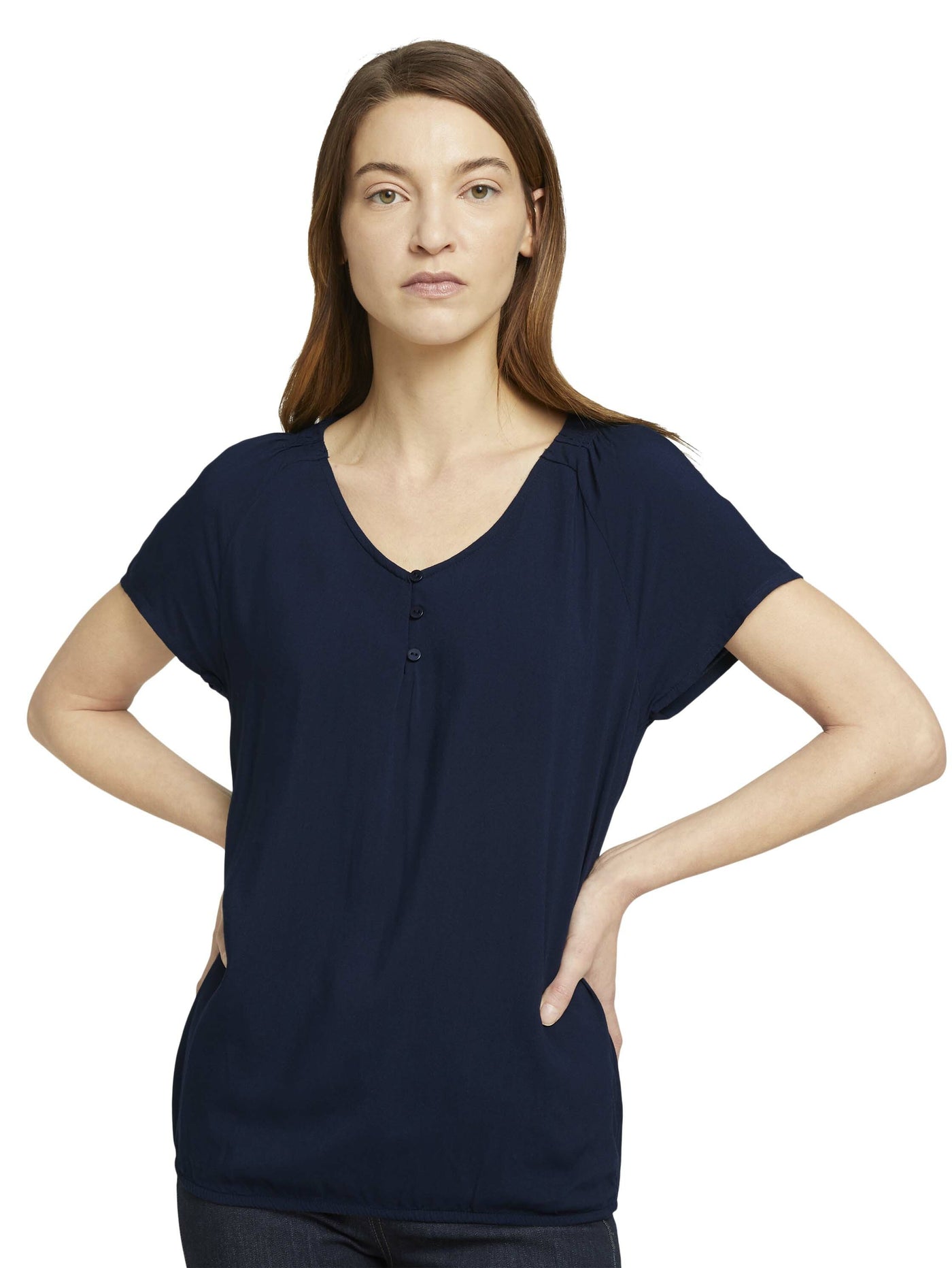 Tom Tailor Kurzarmbluse mir Raffungen