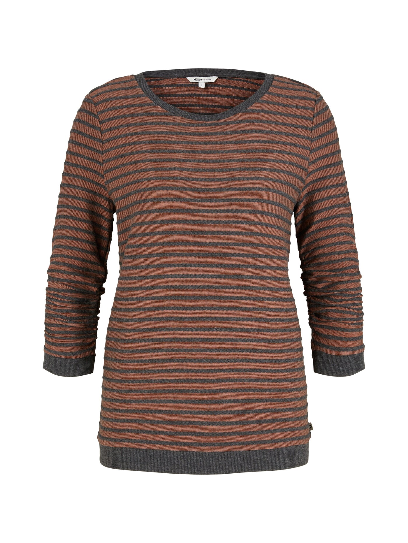 Tom Tailor Gestreiftes Jacquard Sweatshirt mit Rundhalsausschnitt