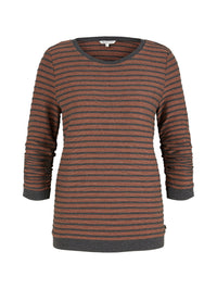 Tom Tailor Gestreiftes Jacquard Sweatshirt mit Rundhalsausschnitt