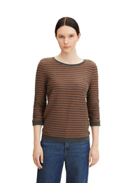 Tom Tailor Gestreiftes Jacquard Sweatshirt mit Rundhalsausschnitt