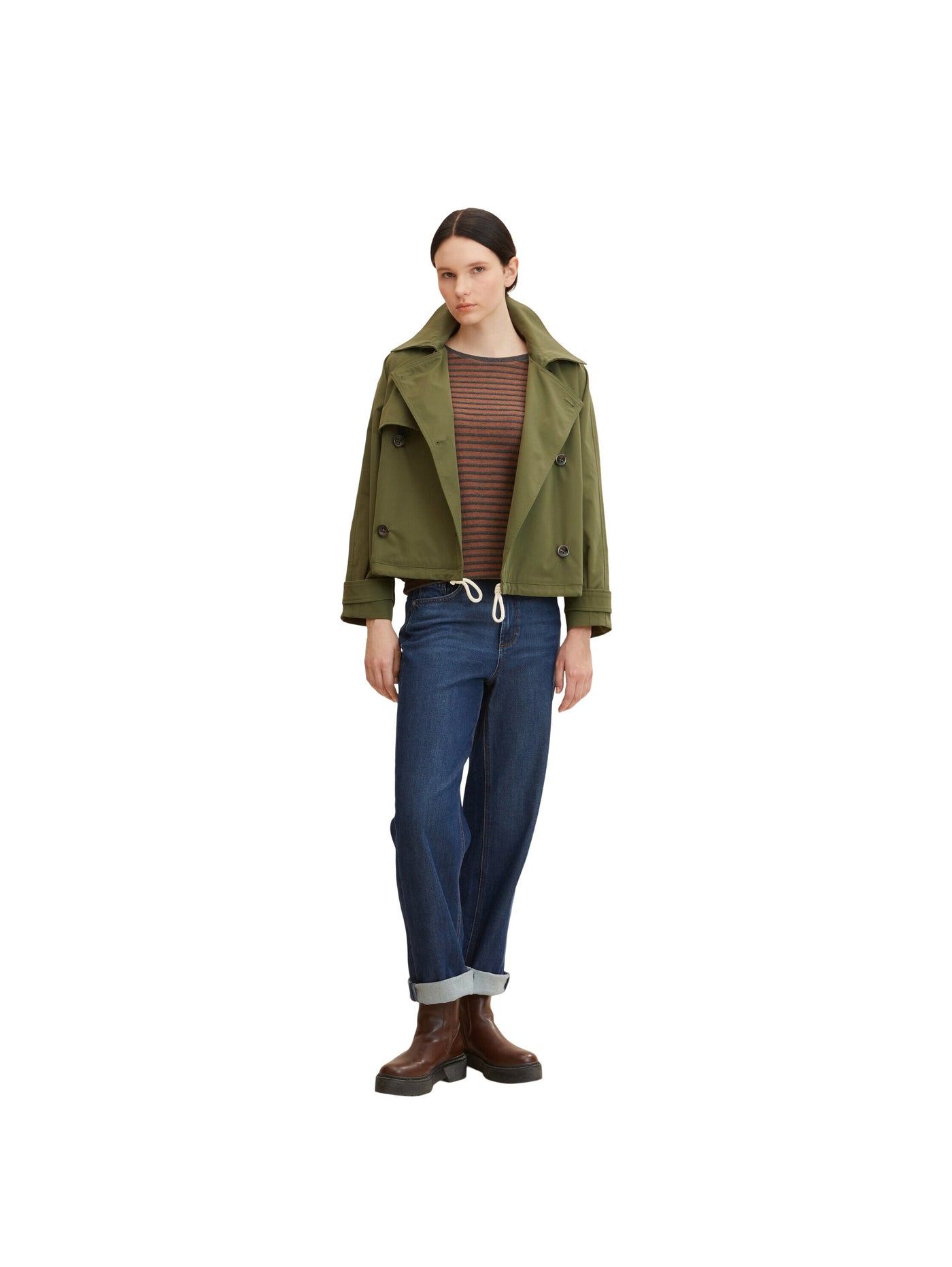 Tom Tailor Gestreiftes Jacquard Sweatshirt mit Rundhalsausschnitt
