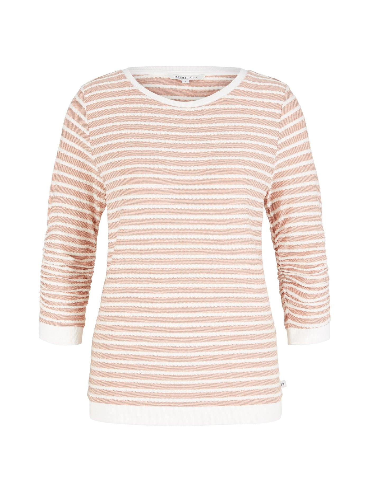 Tom Tailor Gestreiftes Jacquard Sweatshirt mit Rundhalsausschnitt