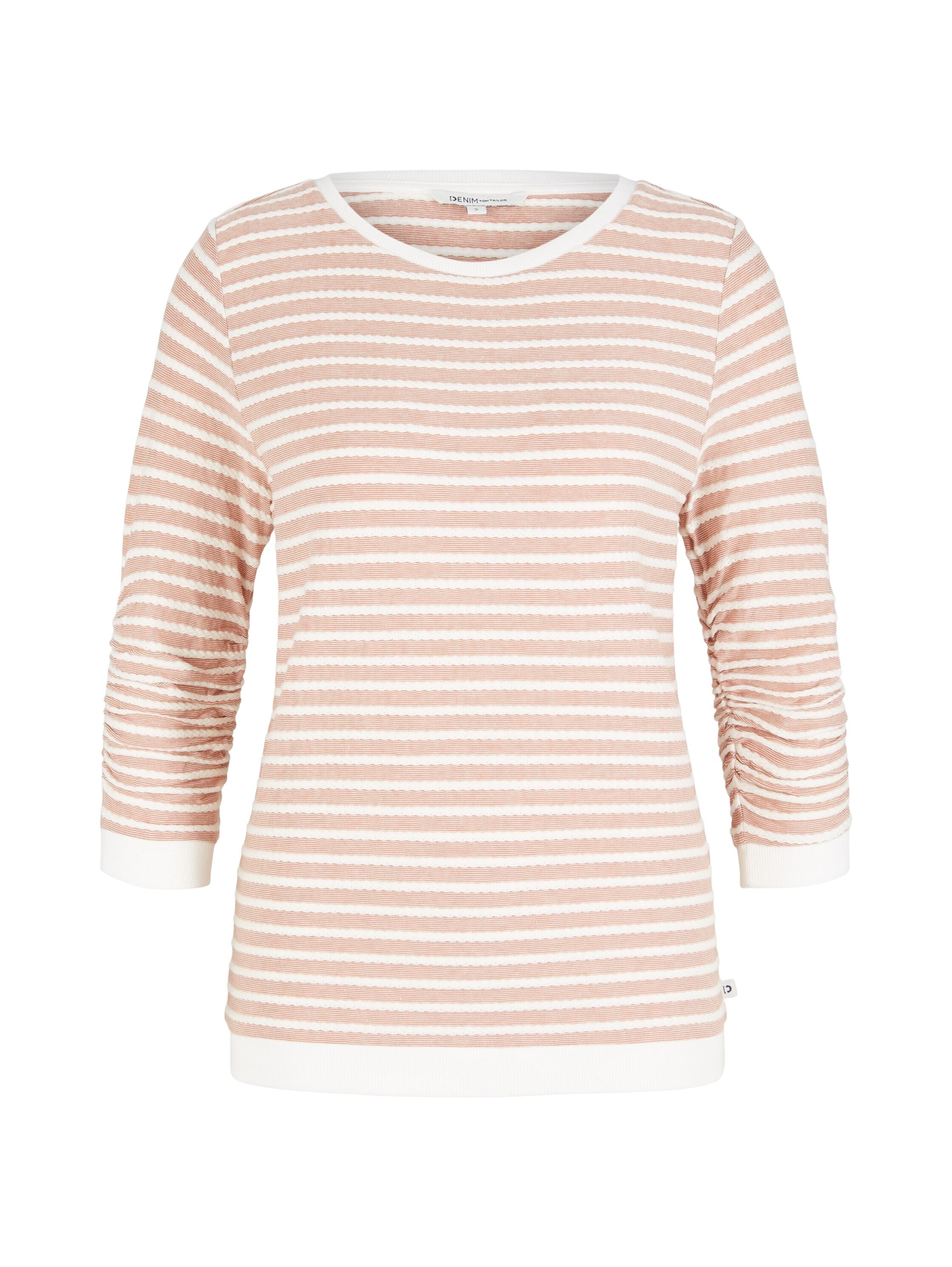 Tom Tailor Gestreiftes Jacquard Sweatshirt mit Rundhalsausschnitt