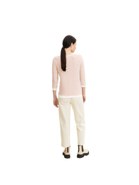 Tom Tailor Gestreiftes Jacquard Sweatshirt mit Rundhalsausschnitt