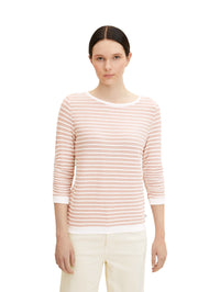 Tom Tailor Gestreiftes Jacquard Sweatshirt mit Rundhalsausschnitt