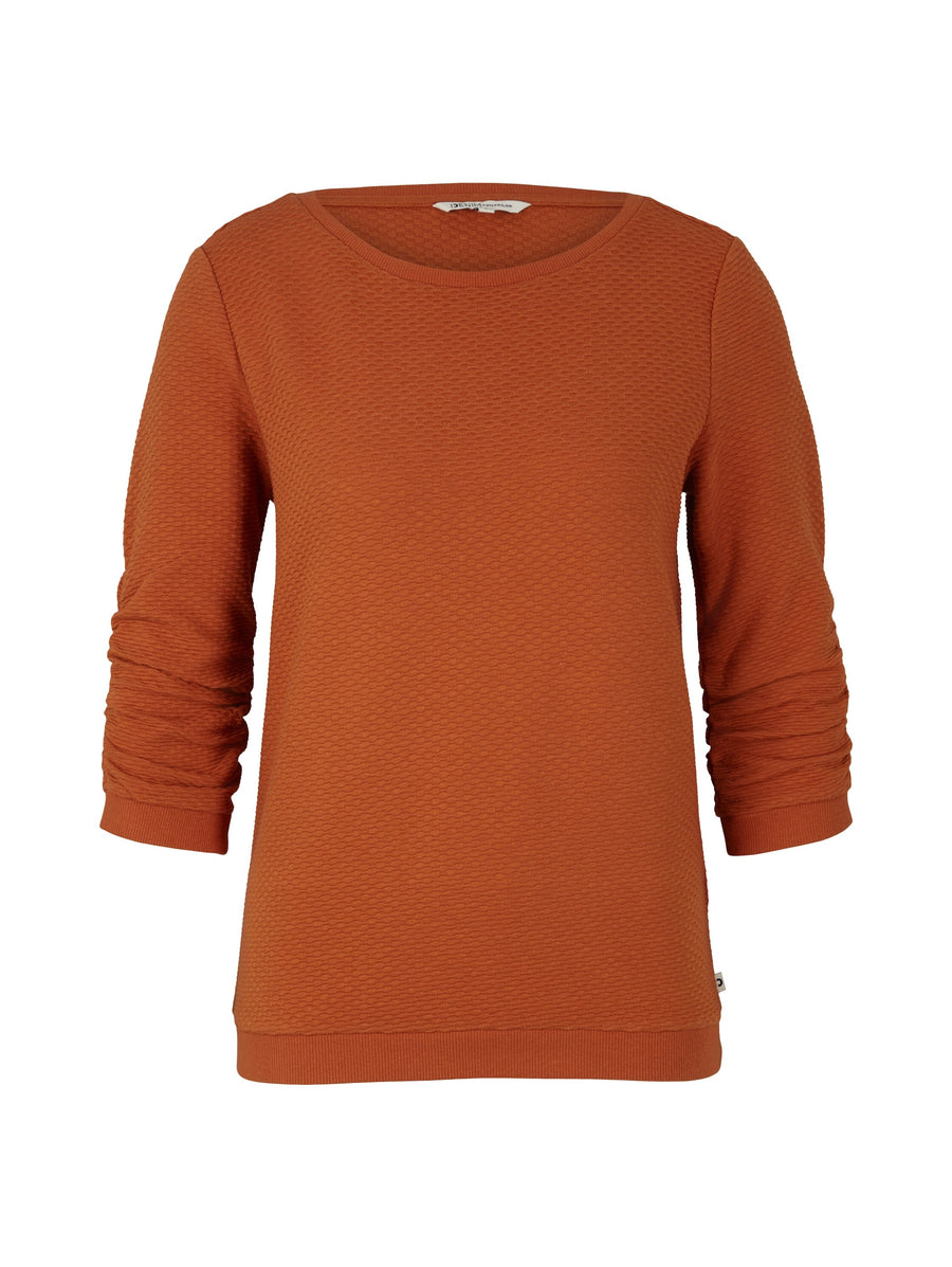 Tom Tailor Strukturiertes Sweatshirt mit 3/4-Arm und Rundhalsausschnitt