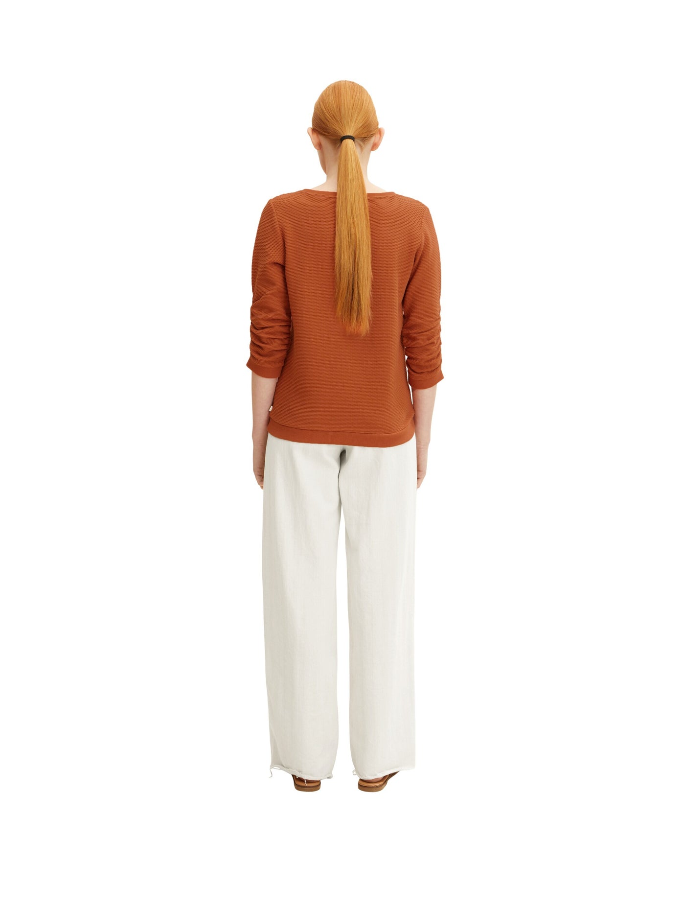 Tom Tailor Strukturiertes Sweatshirt mit 3/4-Arm und Rundhalsausschnitt