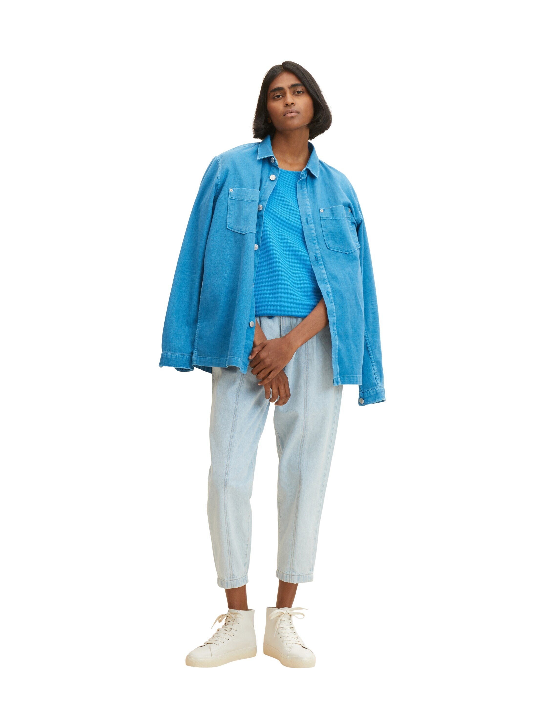 Tom Tailor Strukturiertes Shirt mit elastischem Bund und Rundhalsausschnitt