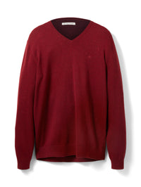 Tom Tailor Unifarbener Strickpulli mit V-Ausschnitt in Melange Optik