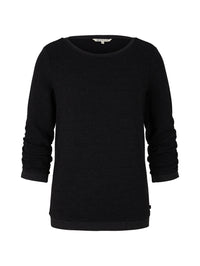 Tom Tailor Strukturiertes Sweatshirt mit 3/4-Arm und Rundhalsausschnitt