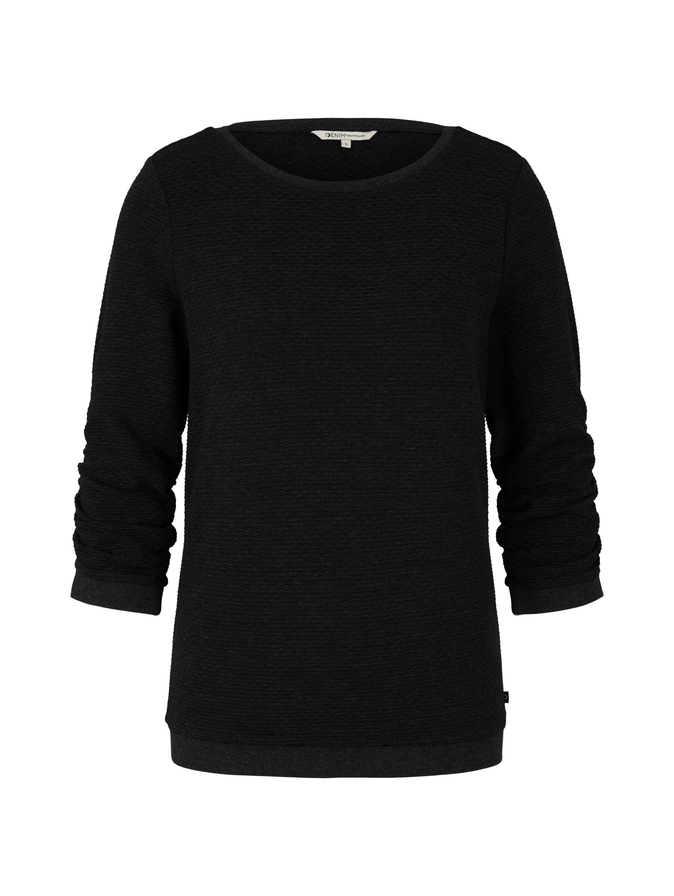 Tom Tailor Strukturiertes Sweatshirt mit 3/4-Arm und Rundhalsausschnitt