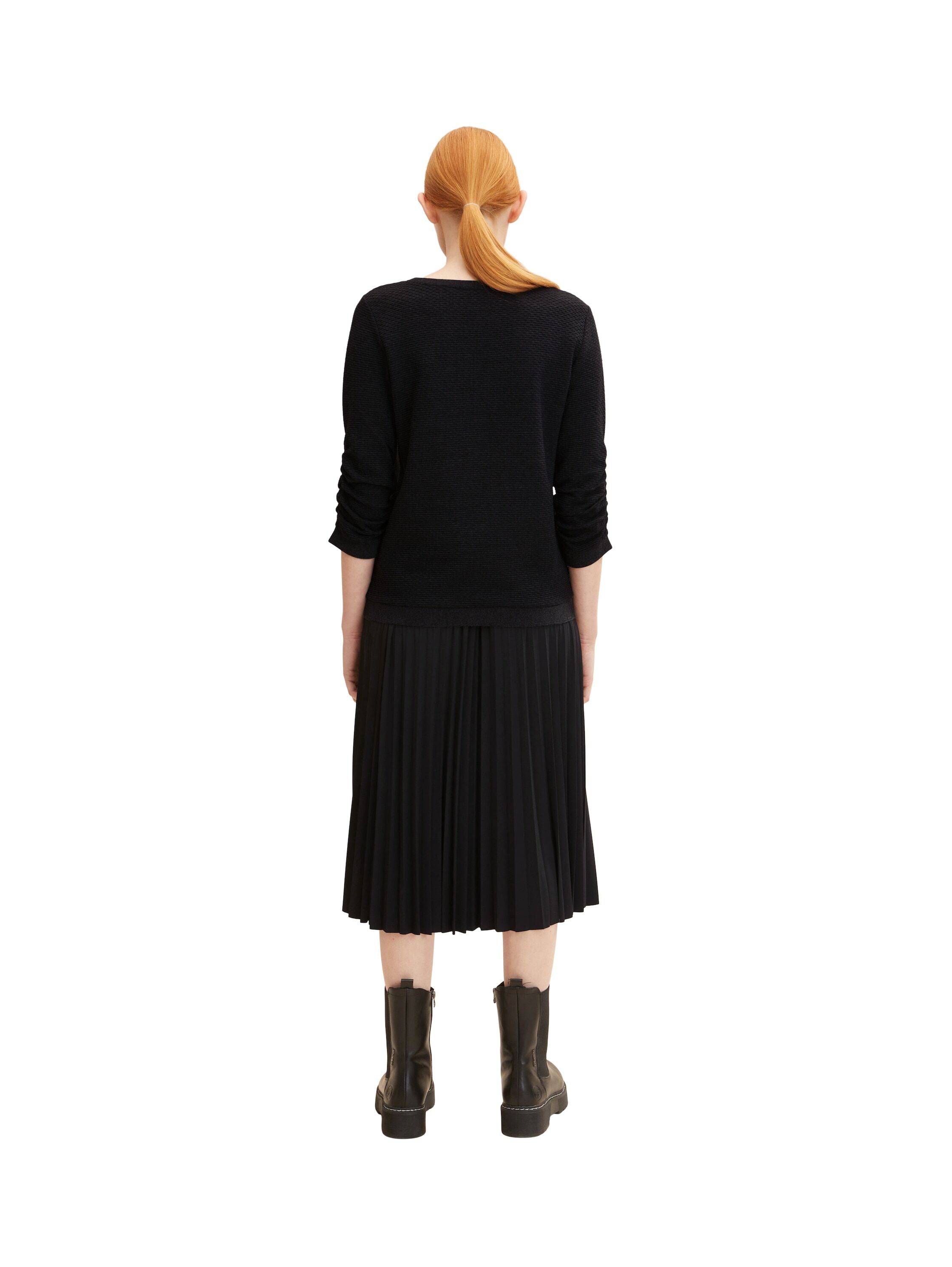 Tom Tailor Strukturiertes Sweatshirt mit 3/4-Arm und Rundhalsausschnitt
