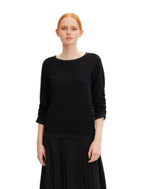 Tom Tailor Strukturiertes Sweatshirt mit 3/4-Arm und Rundhalsausschnitt