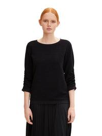 Tom Tailor Strukturiertes Sweatshirt mit 3/4-Arm und Rundhalsausschnitt