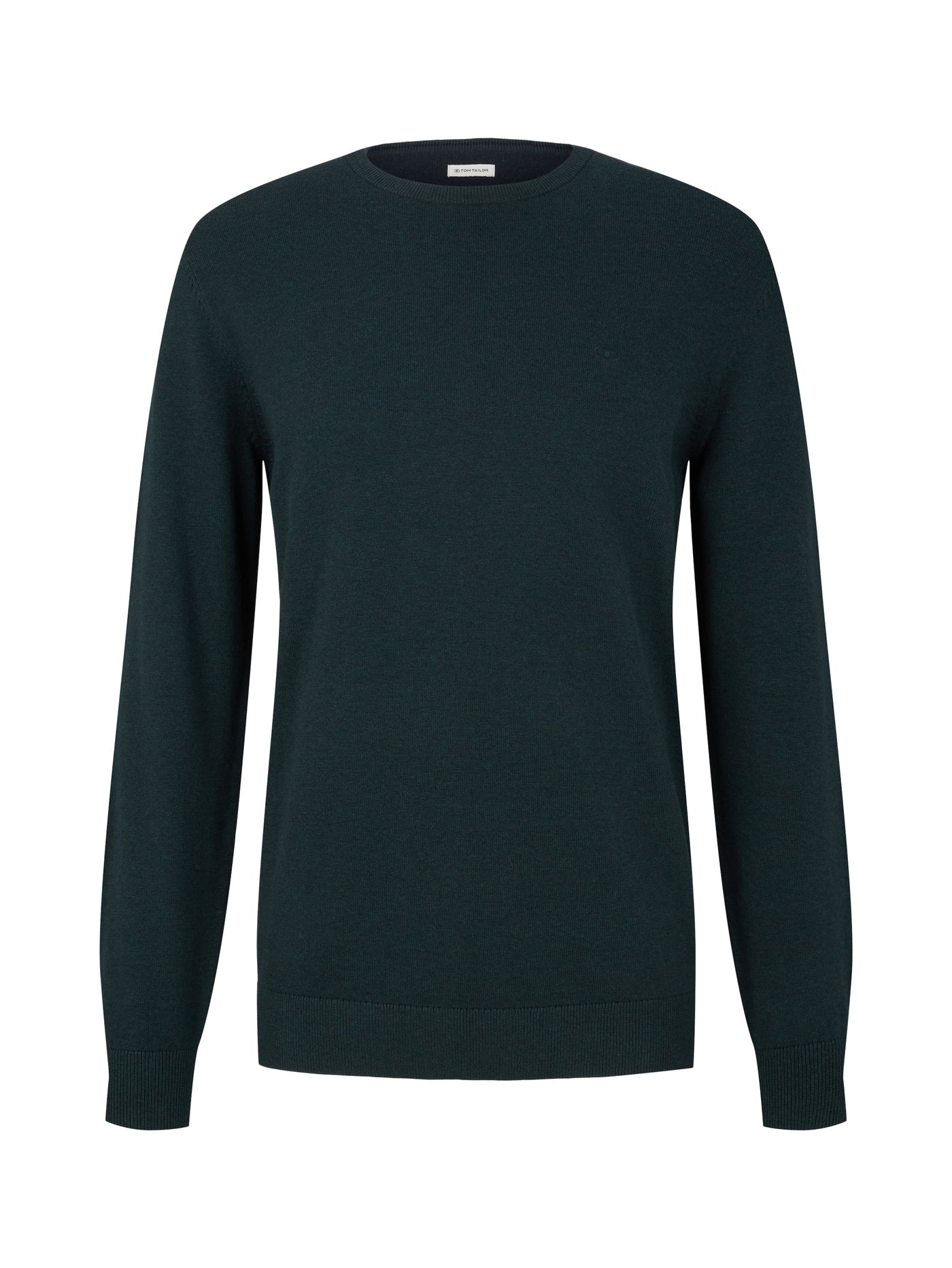 Tom Tailor Unifarbener Strickpulli mit Rundhalsausschnitt in Melange Optik