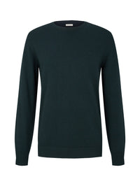 Tom Tailor Unifarbener Strickpulli mit Rundhalsausschnitt in Melange Optik