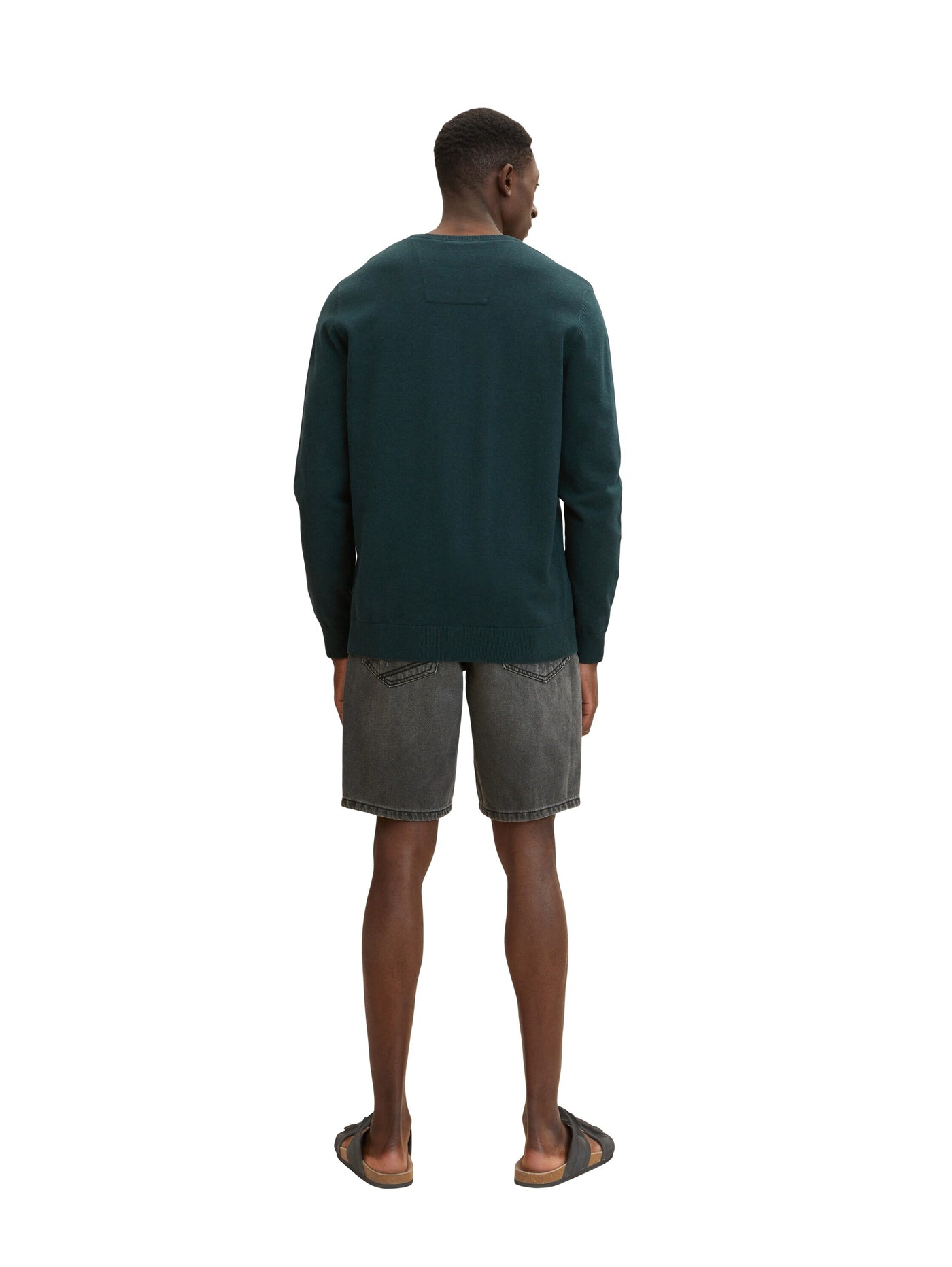 Tom Tailor Unifarbener Strickpulli mit Rundhalsausschnitt in Melange Optik